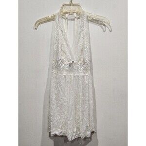 SEDUCTIVE Wear by Cinema Etoile White Lace Sheer Halter Babydoll & Thong Set, S